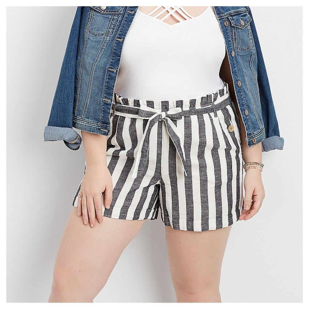 Maurices Stripe Linen Paperbag Short